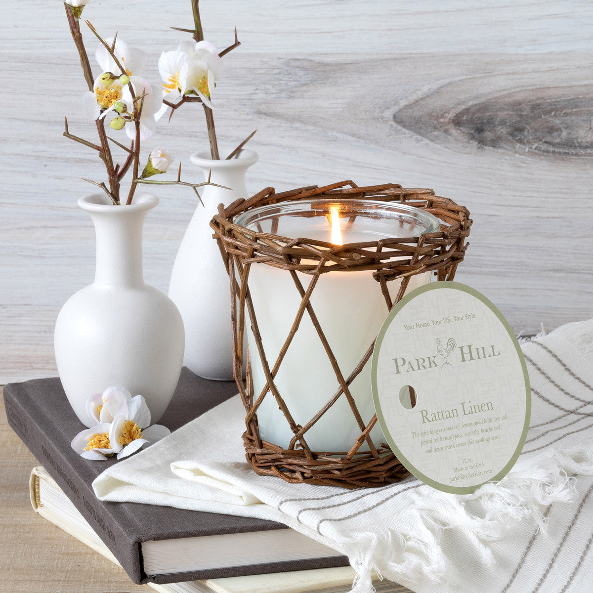 Rattan Linen Willow Candle – The Faded Farmhouse