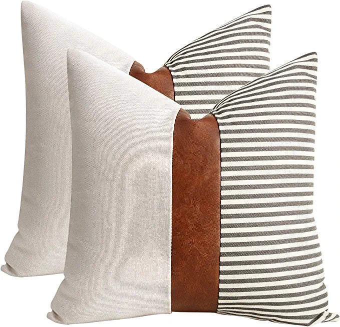 Grey leather 2024 throw pillows