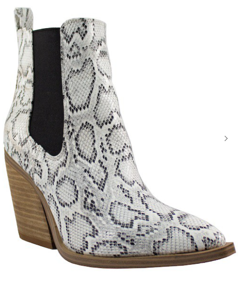 White Snake Skin Booties The Faded Farmhouse