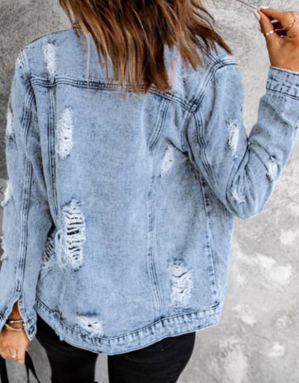 Light wash ripped jean jacket clearance