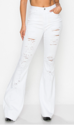husbands white flared high waised jeans husbands white flared high waised jeans
