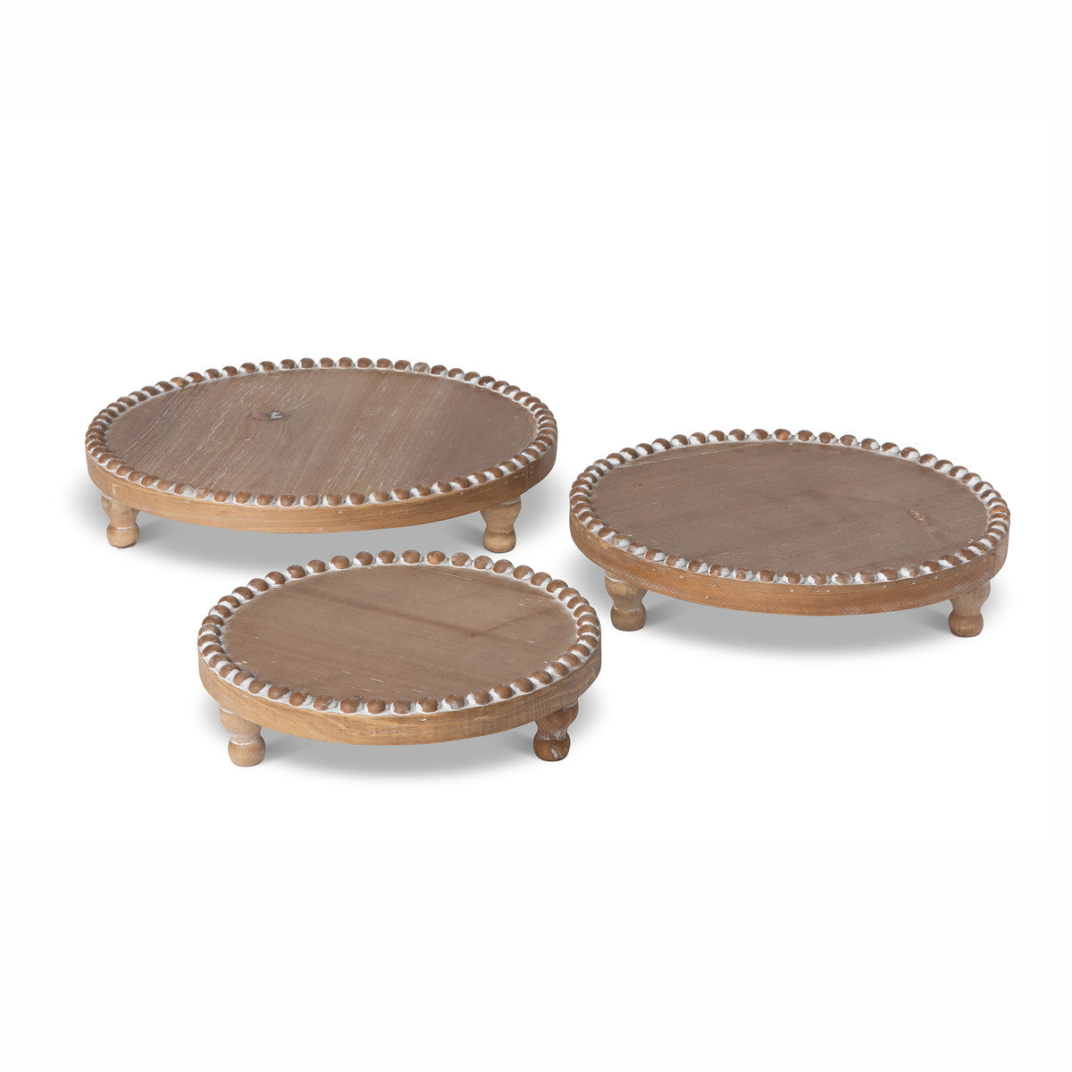 Wood Beaded Round Serving Tray – The Faded Farmhouse
