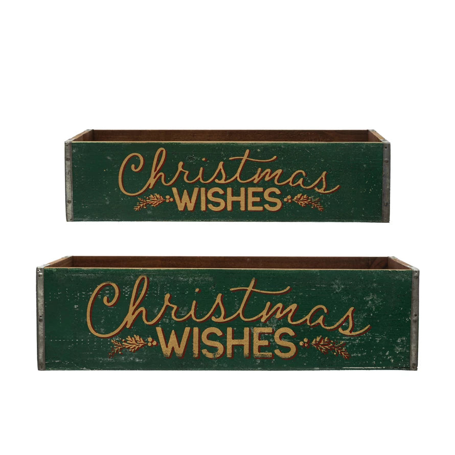 Wood Box "Christmas Wishes" The Faded Farmhouse